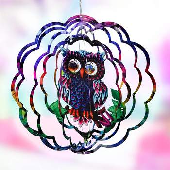 Dawhud Direct 12" H Mystical Owl Wind Spinners - Outdoor Metal