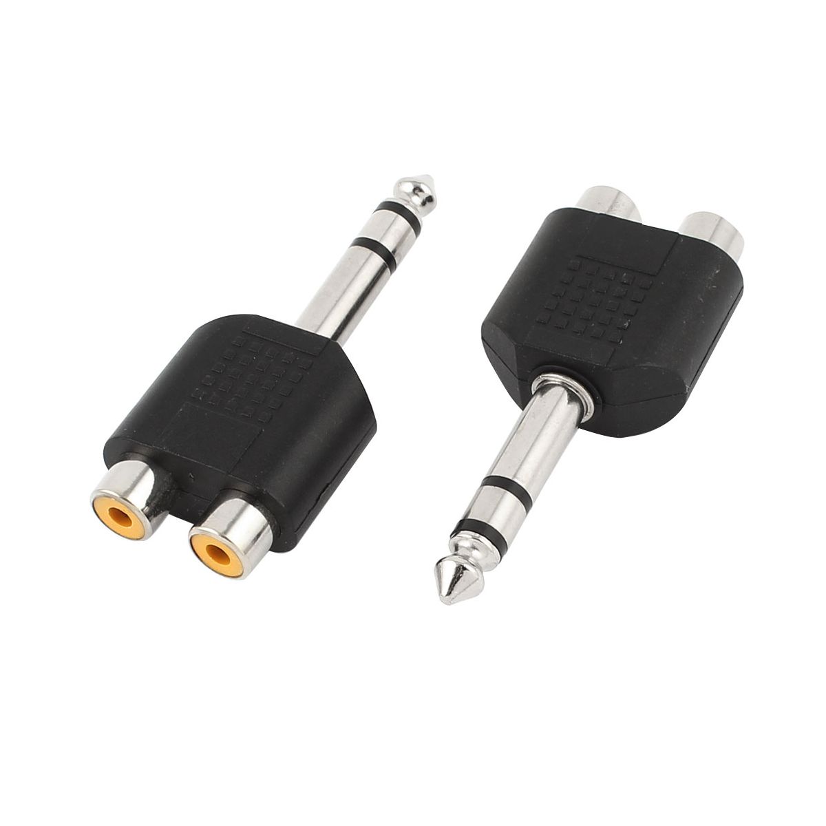 Unique Bargains Plastic Metal Double Track Black Audio Adapter 6.2 x 2.5 x 1.2cm 2 Pcs