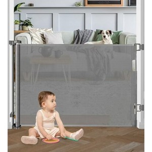 GOTGELIF Retractable Baby Gate 55"/71" Wide x 33" Tall Mesh Gate - 1 of 4