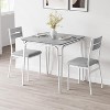 3 Piece Dining Table Set for 2, Small Wooden Kitchen Table w/Storage, Farmhouse Square Dinette Set for Dining Room, Apartment, Small Space - 3 of 4