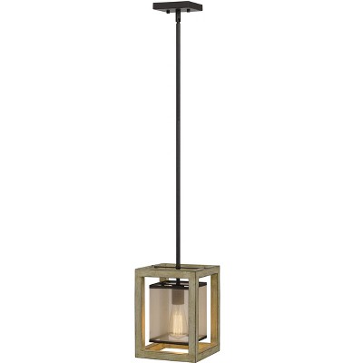 Palencia Distressed Oak and Glass Lantern Pendant Light