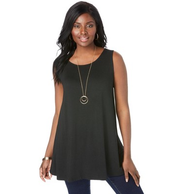 Jessica London Women's Plus Size Stretch Knit Sleeveless Swing Tunic