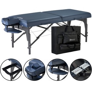 Master Massage 31" Montclair Pro Portable Massage Table Package, Memory Foam Cushioning, Reiki Panels, Shiatsu Cable Release - Royal Blue - 1 of 4