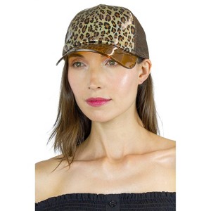 Magid Patent Leopard Print Acrylic Brim Baseball Cap Brown - 1 of 3