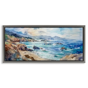 Stupell Industries Blue Toned Beach Edge Floating Frame Canvas Art - 1 of 4