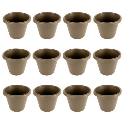 The HC Companies 16 Inch Indoor/Outdoor Classic Plastic Flower Pot Container Garden Planter with Molded Rim and Drainage Holes, Sandstone (12 Pack)