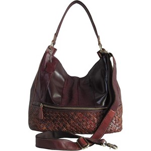 AmeriLeather Colton Leather Shoulder Bag – Top Grain, Woven Pocket, Dual Straps, Bonus Coin Purse, 17.5" Spacious Tote - 1 of 4
