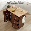 Rolling Kitchen Island Cart, Modern Barn Door Kitchen Island Table With Drop Leaf Countertop, 3 Drawers Bar Cart On Wheels With Tower Rack - image 4 of 4