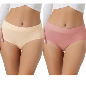 Allegra K Women's Breathable Cotton Comfortable Stretch 3 Layers High Waist Briefs 2 Packs - 1 of 4