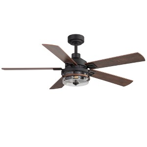 Airsurfer 52" Matte Black Ceiling Fan with Color-Changing LED Light, Dual-Tone Wood Blades, 5-Blade Design, Remote Control Included - 1 of 4