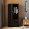 AEELLEEA Clothing Wardrobe 2 Doors 2 Drawers Elegant Wooden Freestanding Storage Cabinet for Bedroom Living Room Office - 3 of 4