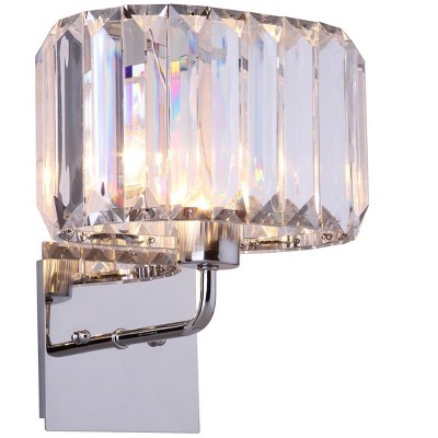 Athena Chrome & Crystal 10" Modern Wall Sconce Set