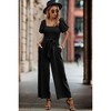 I AM A FASHION JUNKY Square Neck Puff Sleeve Belted Fit Jumpsuit - 3 of 4