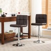Roundhill Furniture Swivel Elegant PU Leather Modern Adjustable Hydraulic Barstools, Brown, Set of 2 - 4 of 4