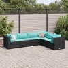 vidaXL 6 Piece Patio Lounge Set - Black Poly Rattan with Cushions - Outdoor Garden Patio Furniture - 2 of 4