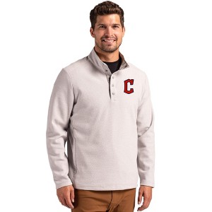 Cleveland Guardians1 Cutter & Buck Hunts Point Eco Textured Fleece Recycled Mens Snap Pullover - 1 of 1