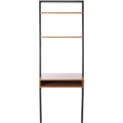 Kamy 2 Shelf Leaning Desk - Natural / Charcoal - Safavieh