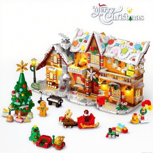1421PCS 3 Style Christmas Gingerbread House, 2025 Xmas Castle Village Building Block Gifts for Adults Kids Ages 6+ - 1 of 4