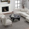 Lirago Round Wood Coffee Table with Batman Crossed Legs 38x38 Black - 2 of 4