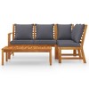 4 Piece Patio Lounge Set with Cushion Solid Acacia Wood vidaXL - 3 of 4