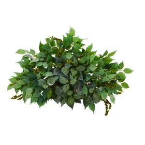 Nearly Natural 20-in Mixed Ficus and Fittonia Artificial Ledge Plant - 1 of 2