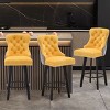 Modern Velvet Swivel Counter Height Bar Stools Set of 3,Upholstered Button Tufted Kitchen Island Footrest Barstools with Rivet Trim-Cuddlewood - 3 of 4