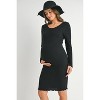 Hello Miz Women's Ribbed Knit Maternity Sweater Dress with Lettuce Hem - 2 of 4