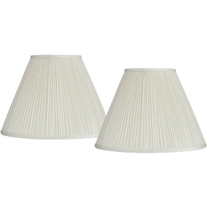 Springcrest Set of 2 Pleated Empire Lamp Shades Beige Medium 7" Top x 16" Bottom x 11.25" High Spider with Harp and Finial Fitting - 1 of 4