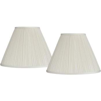Springcrest Set of 2 Pleated Empire Lamp Shades Beige Medium 7" Top x 16" Bottom x 11.25" High Spider with Harp and Finial Fitting