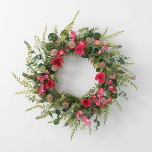 Sullivans Artificial Wildflower Pansy Wreath - 1 of 3