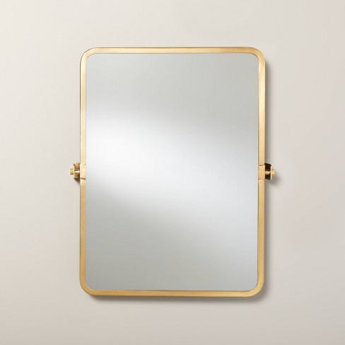 22x30 Rectangular Bathroom Vanity Pivot Mirror Brass Finish