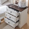 SinCiDo Farmhouse Nightstand w/ Charging Station 26" T Nightstand,23.6" W Roman Column Design,3 Drawer Storage Dresser w/ Metal Handles - 2 of 4