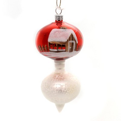 ENESCO 5.0 Inch Winter Drop Ornament Alpine Glitter Tree Ornaments