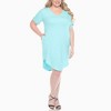 Plus Size V-Neck Folded Sleeves and Pockets Knee-Length Dress -White Mark - 2 of 4