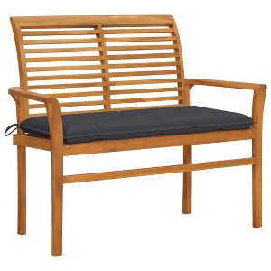 vidaXL Patio Bench with Anthracite Cushion 44.1" Solid Teak Wood - 1 of 4