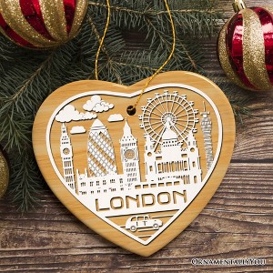 London City Unique Paper Art Themed Ceramic Christmas Ornament| OrnamentallyYou - 1 of 4