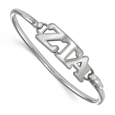 Black Bow Jewelry Sterling Silver Zeta Tau Alpha Greek Life Bangle Bracelet 7 Inch