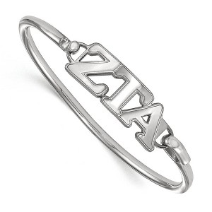 Black Bow Jewelry Sterling Silver Zeta Tau Alpha Greek Life Bangle Bracelet 7 Inch - 1 of 3