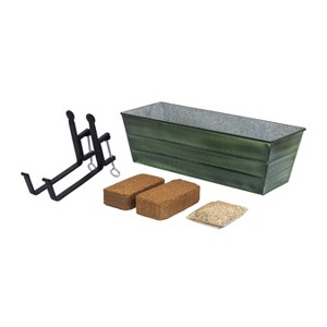 ACHLA Designs Medium Rectangular Galvanized Steel Outdoor Planter Box with Mounting Bracket Green 24"x11" - 1 of 3