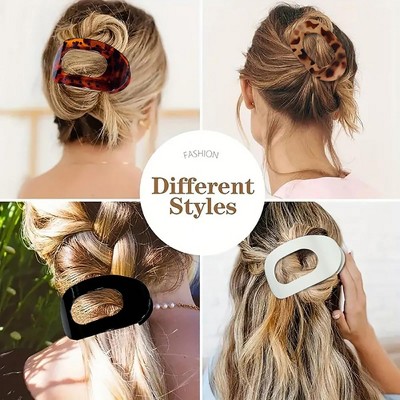 Aghana Digitals Large Tortoiseshell Flat Claw Clip - Strong Grip Round Hairpin for Thick Hair,