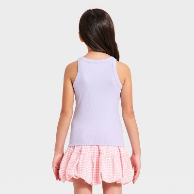 Детские Cat & Jack Girls' Ribbed Tank Top - Cat & Jack™ White M: Sleeveless, Fitted, Pullover — фото 2