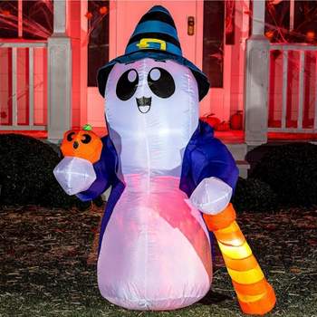Joiedomi 6 FT Tall Halloween Cute Wizard Ghost Inflatable with Flaming Light