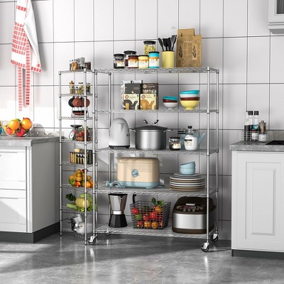 ALEXOUN Standing Metal Storage Shelves,Adjustable Carbon Steel Wire Shelving Rack,for Garage Kitchen