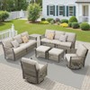 Buenhomino 6-Piece Outdoor Resin Wicker Set – 2 Sofas, 2 Swivel Chairs & 2 Ottomans with UV-Resistant Cushions & Steel Frame - 2 of 4