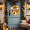 24" Fall Wreath - Artificial Fall Wreaths with Maple Leaves, Berries & Pinecones, Autumn Wreaths for Front Door, Harvest Festival Indoor Home Decor, - 4 of 4