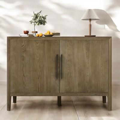 Storage Cabinet Sideboard with 2 Metal Handles & 2 Doors, MDF Wooden Sideboard Buffet Cabinet for Hallway,Adjustable Shelves,Oak Legs,Freestanding