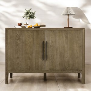 Storage Cabinet Sideboard with 2 Metal Handles & 2 Doors, MDF Wooden Sideboard Buffet Cabinet for Hallway,Adjustable Shelves,Oak Legs,Freestanding - 1 of 4