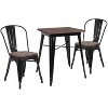 Flash Furniture 23.5" Square Metal Table Set with Wood Top and 2 Stack Chairs - 2 of 2