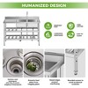 Stainless Steel Utility Sink, Freestanding Double Bowl with Pull-Out Hot & Cold Faucet, Storage Shelf - 3 of 4