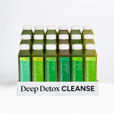 Raw Generation Deep Detox Cleanse – Juice Cleanse with 60% Less Sugar for Weight Loss, Energy, Clearer Skin & Gut Health